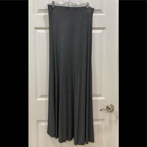 Ann Taylor long black white stripe skirt Medium
